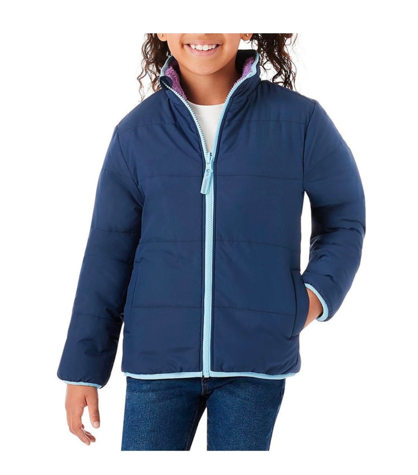 MM Girl's Full-Zip Reversible Fleece Jacket