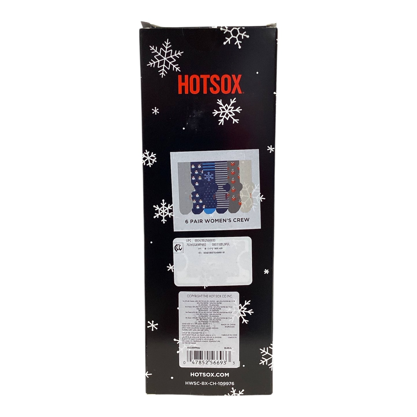 Hot Sox Women's 6-Pack Crew Sock Dogs Snowman by Underdog Liquidation