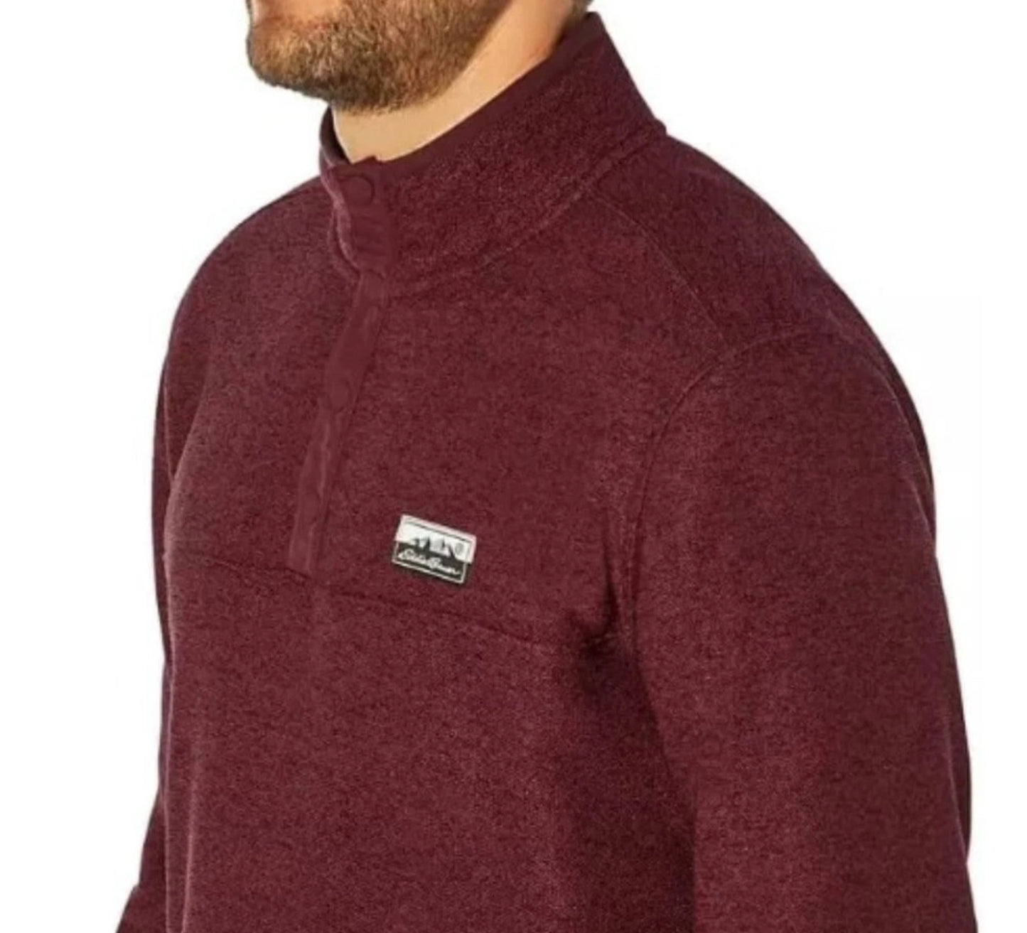 Eddie Bauer 1/2 Zip Sweater Fleece Mens Plum Red Half Pullover XXL