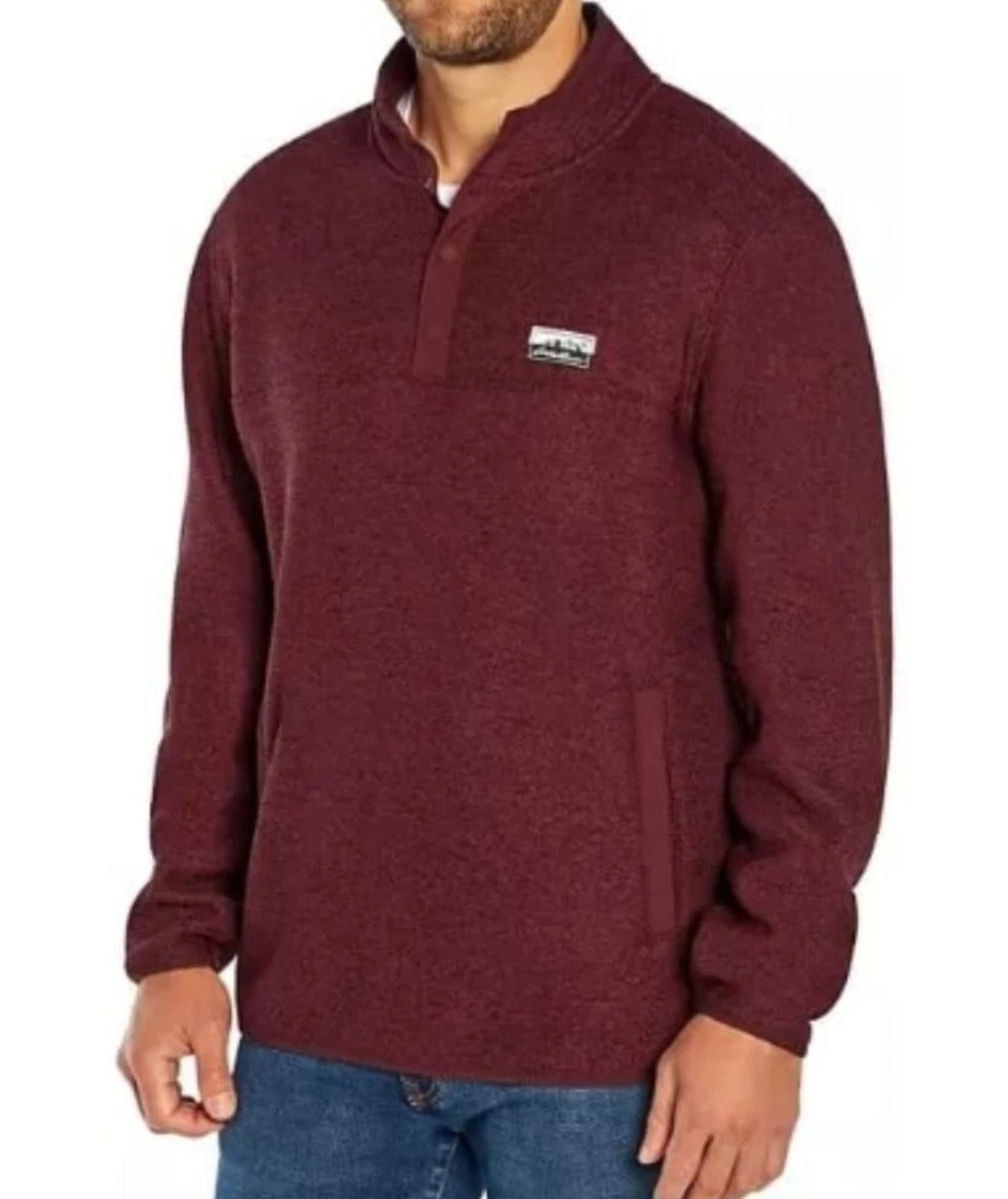 Eddie Bauer 1/2 Zip Sweater Fleece Mens Plum Red Half Pullover XXL