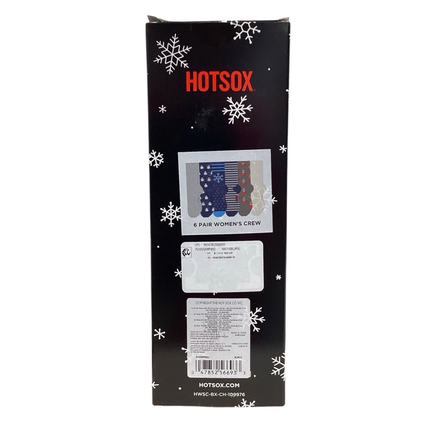 Hot Sox Women's 6-Pack Crew Sock Dogs Snowman