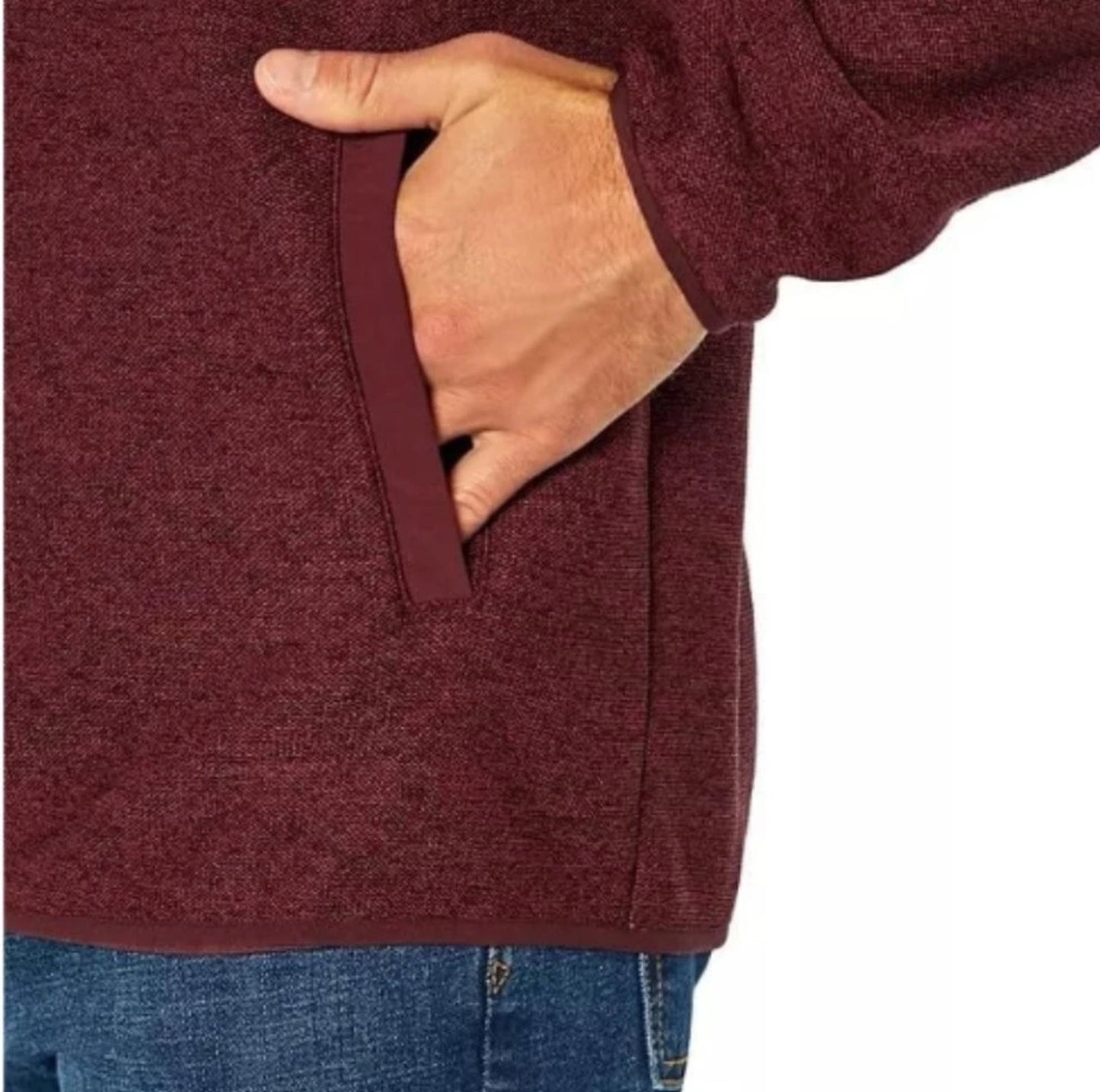 Eddie Bauer 1/2 Zip Sweater Fleece Mens Plum Red Half Pullover XXL