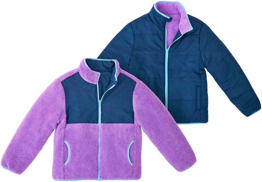 MM Girl's Full-Zip Reversible Fleece Jacket