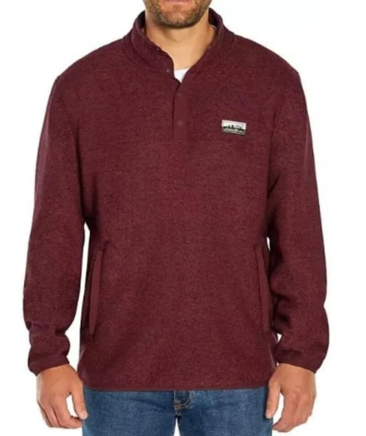 Eddie Bauer 1/2 Zip Sweater  Fleece Mens  Plum Red Half Pullover XXL
