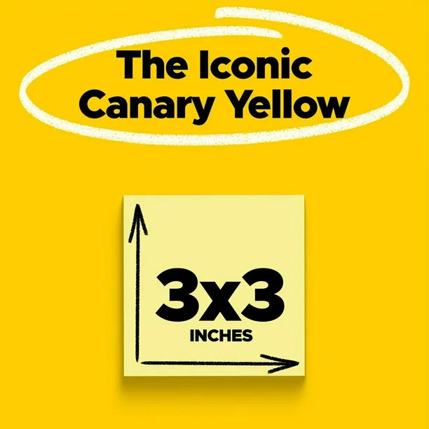 Post-it Notes Super Sticky Pads, 3" x 3", Canary Yellow, 24 Pads, 2,160 Total Sheets by Underdog Liquidation
