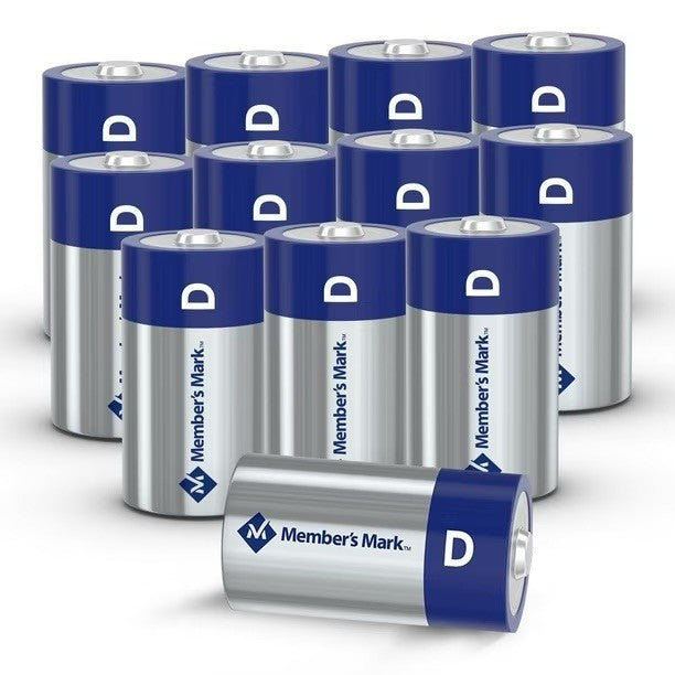 12PK Member's Mark D Alkaline Batteries