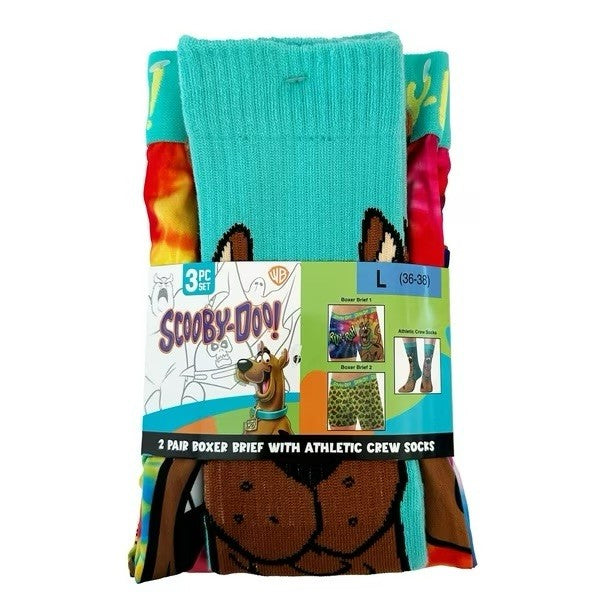 Scooby-Doo Men's 2 Pack Boxer Brief with Athletic Crew Socks Set, L(36-38)