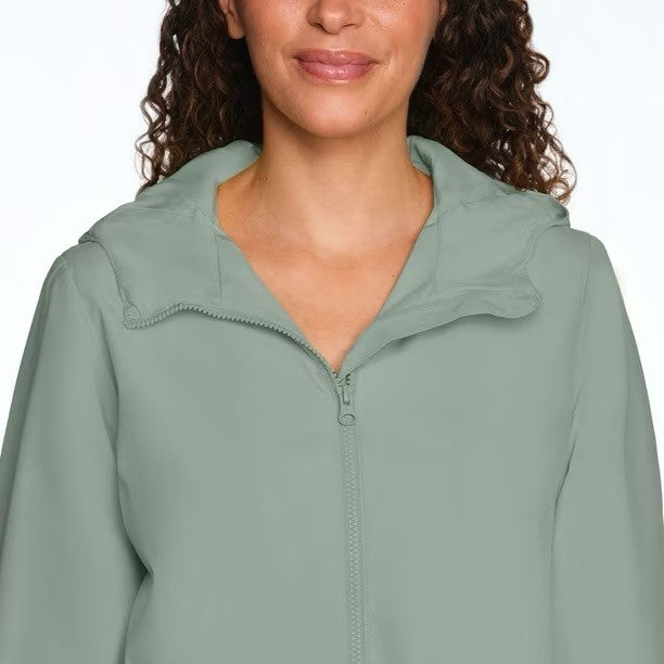 Lands’ End Women’s Green Hooded Rain Jacket With Pouch New With Tags