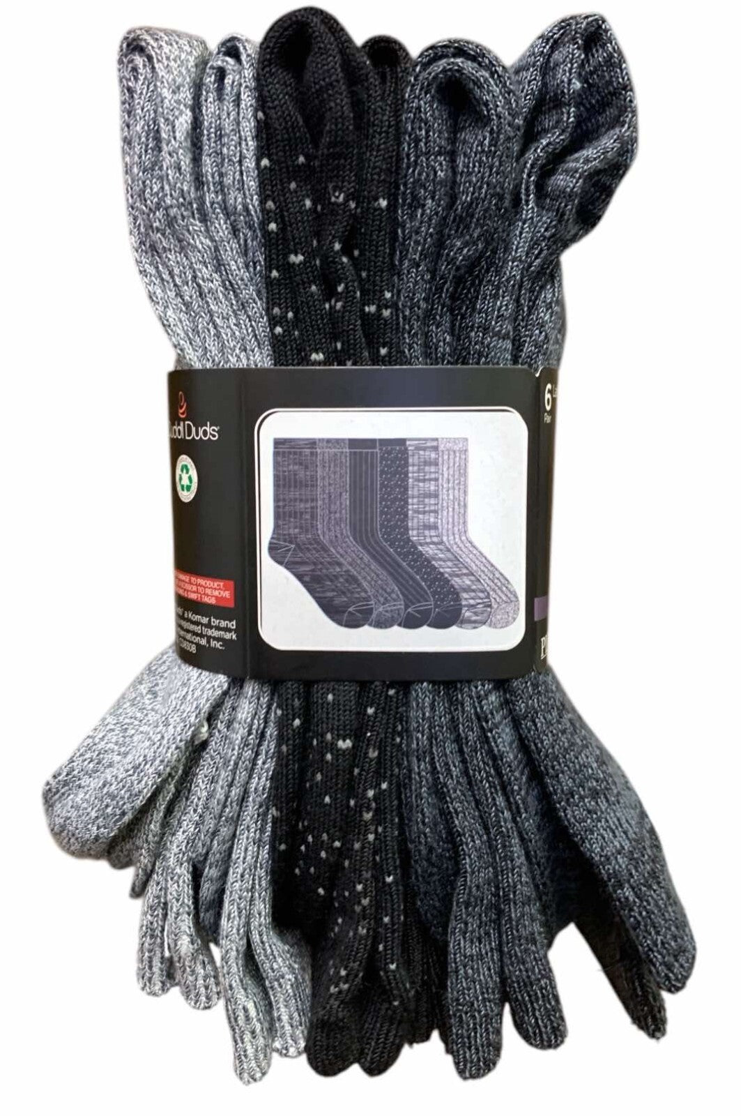 Cuddl Duds Women's Plushfill Super Soft Comfort Crew Socks, 6 Pair