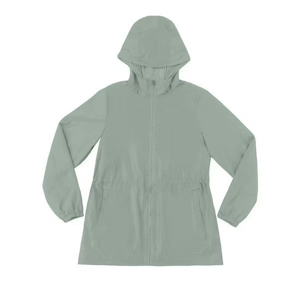 Lands’ End Women’s Green Hooded Rain Jacket With Pouch New With Tags