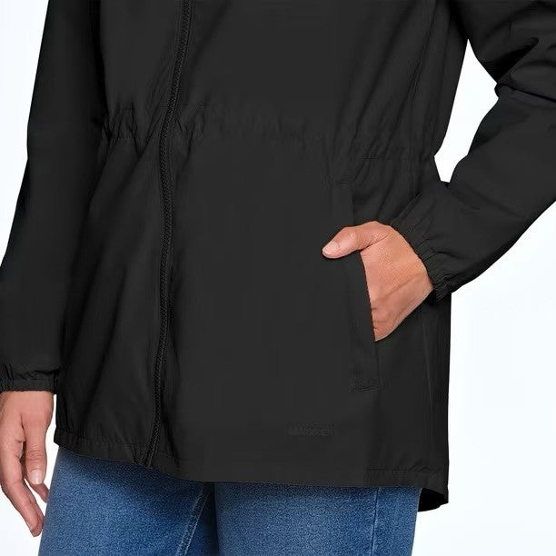 Lands’ End Women’s Black Hooded Rain Jacket With Pouch New With Tags