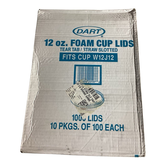 Dart W12J12 Straw Tear Tab Slotted Lids For 12 oz Foam Cups 1000 Ct