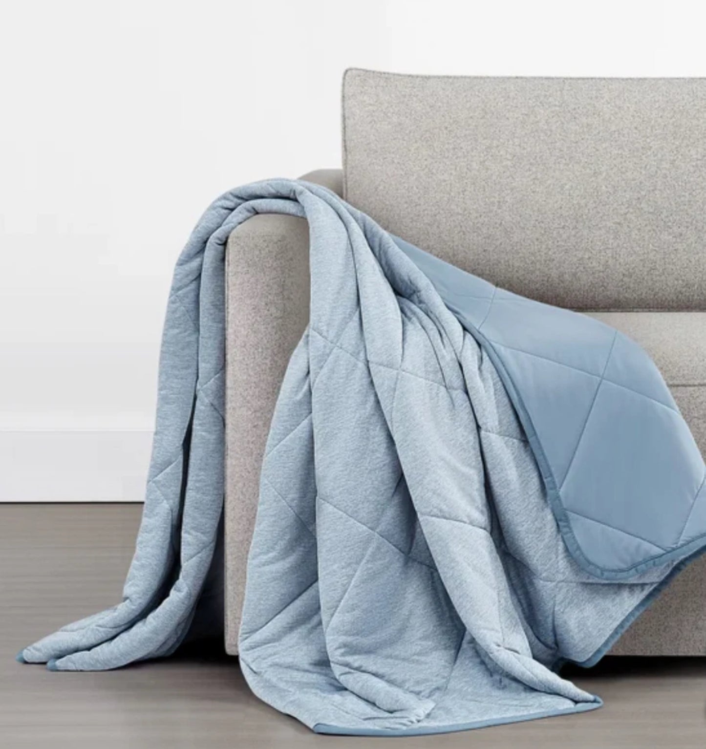 Hudson & Main Reversible Lightweight Cooling Throw Blanket, 60" x 70" (Blue)