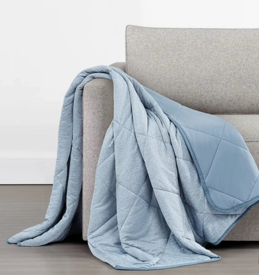 Hudson & Main Reversible Lightweight Cooling Throw Blanket, 60" x 70" (Blue)
