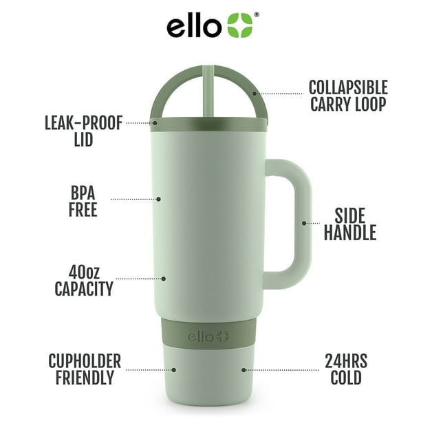 2PK Ello Port 40-oz. Stainless Steel Tumbler with Handle