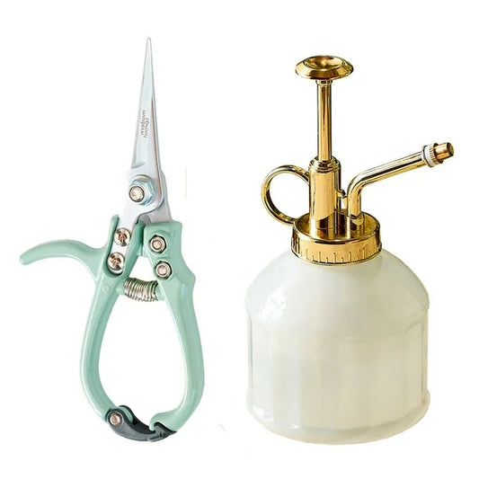 Modern Sprout Gardening Shears and Glass Plant Mister Set by Underdog Liquidation