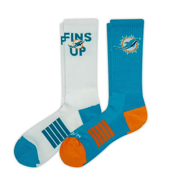 Miami Dolphins Adult 2-Pack Crew Socks