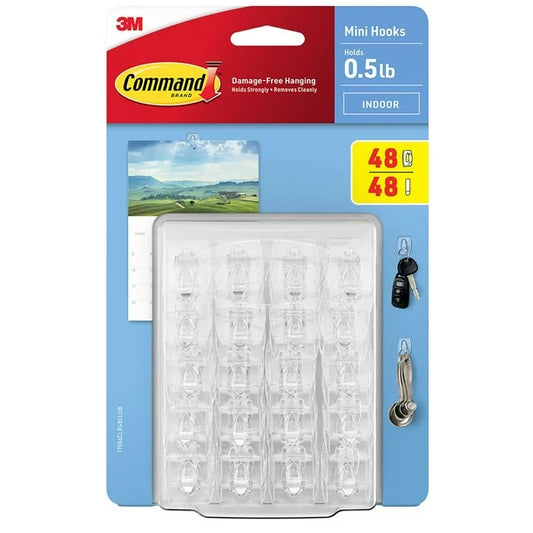 Command Mini Wall Hooks, Clear 48 Hooks + 48 Command Strips by Underdog Liquidation