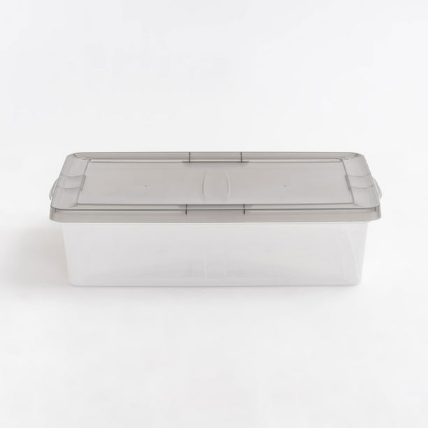 IRIS USA, 28 Quart Underbed Snap Lid Clear Plastic Storage Container, 16.25" W x 24" L x 6" H