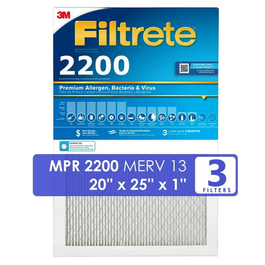 3Pack 3M Filtrete 2200 MPR High Performance Air Filters 20X25X1 by Underdog Liquidation